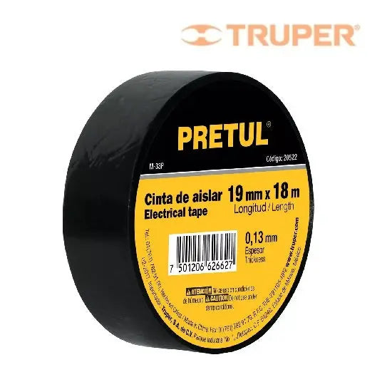 Cinta Aislar 19 mm X 18 mts Negro 20522 Truper