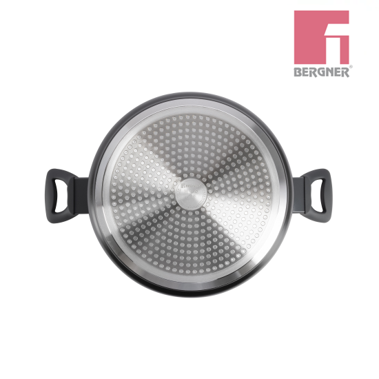 Cacerola 24cm Aluminio Forjado Negro con Tapa BG-35846-BK Freeze Depot