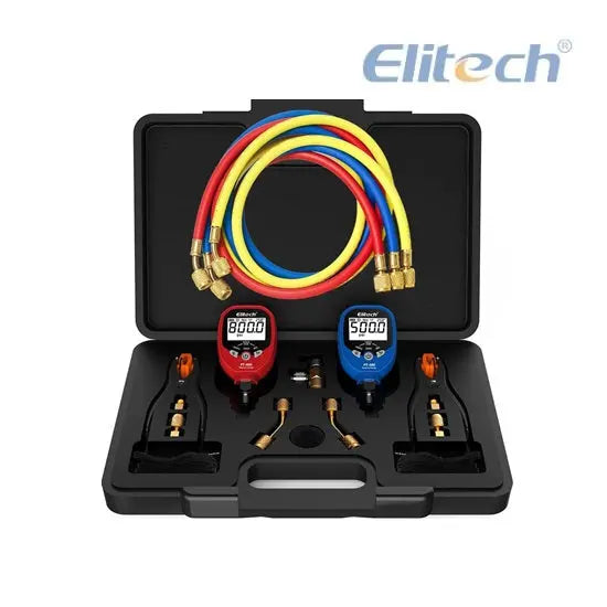 Juego Manómetros Digitales Refrigeración 500 a 800psi Elitech