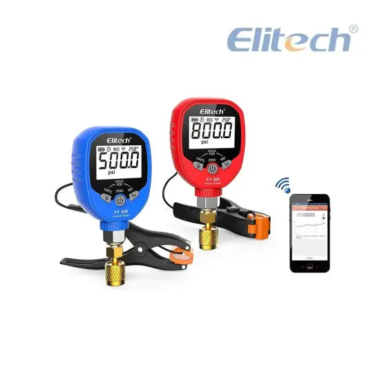 Juego Manómetros Digitales Refrigeración 500 a 800psi Elitech