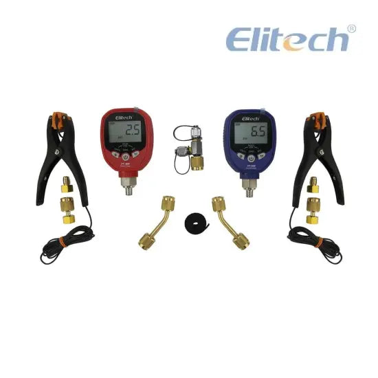 Juego Manómetros Digitales Refrigeración 500 a 800psi Elitech